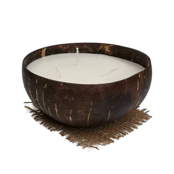 Свічка з натурального воску в кокосовій чаші
