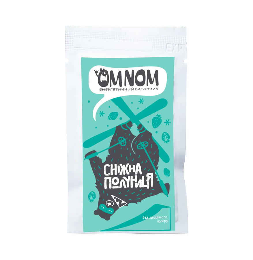 Батончик енергетичний OMNOM сніжна полуниця, 50 г