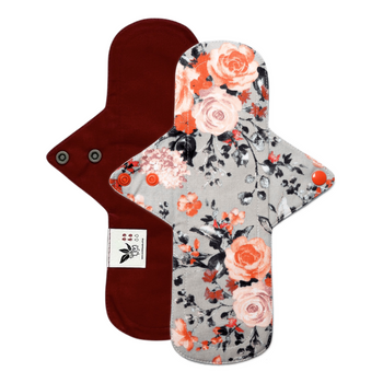 Ecotim Набір прокладок для менструації Міді 4 краплі, 2 шт, мікс 1 (бордовий, троянди на сірому)